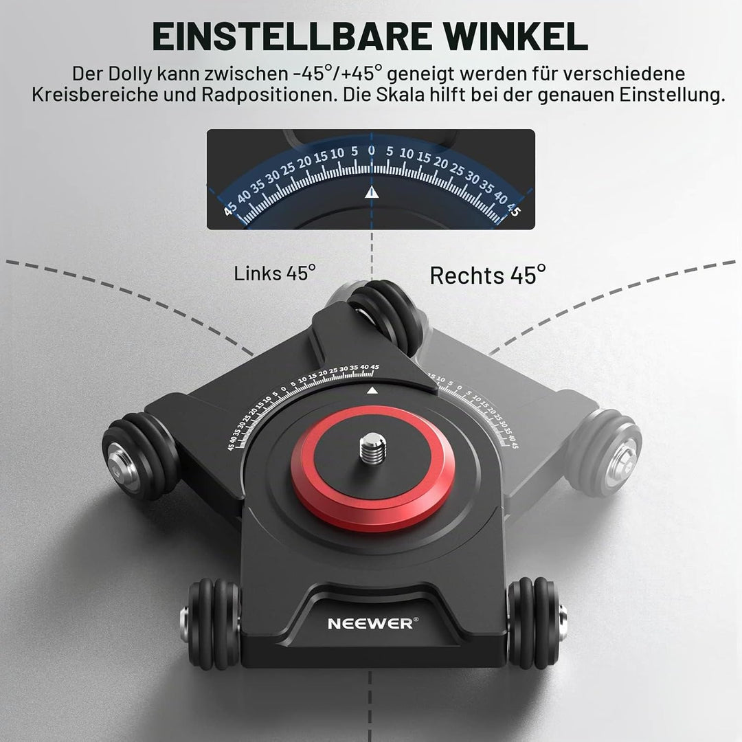 NEEWER Kamera Slider Dolly mit Kugelkopf und Telefonklemme, 4 rädriger Tisch Dolly mit 360° Panorama