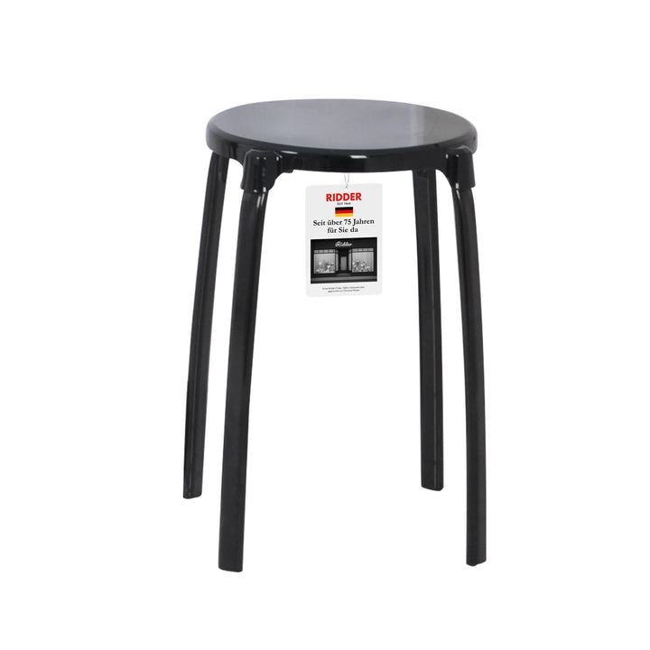 RIDDER – Bad-Hocker Max Ø 30x46,5cm, schwarz, PP/Stahl | Stabiler Duschhocker mit rutschfesten Füsse