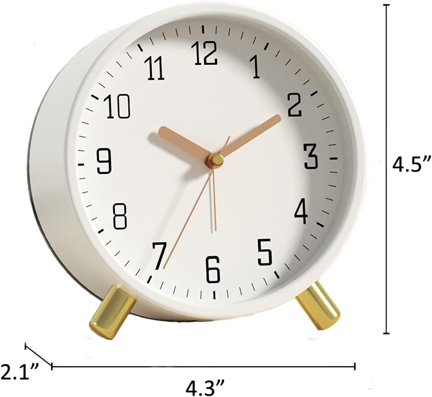 Shisedeco Wecker mit Hintergrundbeleuchtung, analog, nicht tickend, leise, kleine Tischuhr mit arabi