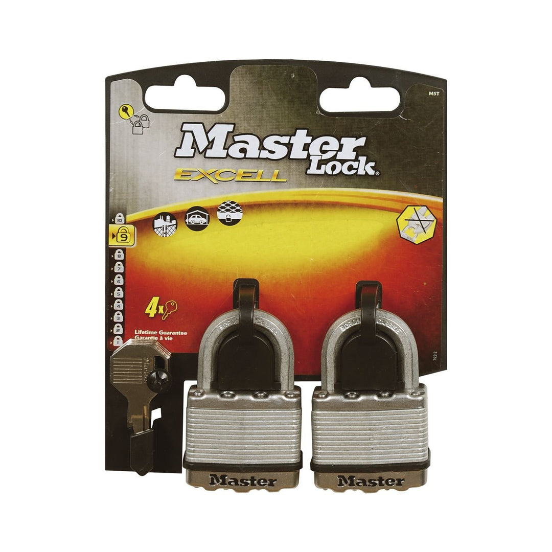 MASTER LOCK Hochleistungsvorhängeschloss [Schlüssel] [Laminierter Stahl] [Wetterfest] M5EURT - Ideal