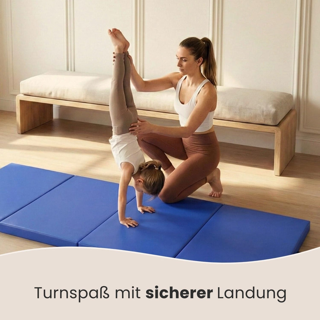eyepower klappbare Turnmatte für Zuhause 180x60x5 cm - dicke Gymnastikmatte - Weichbodenmatte faltba