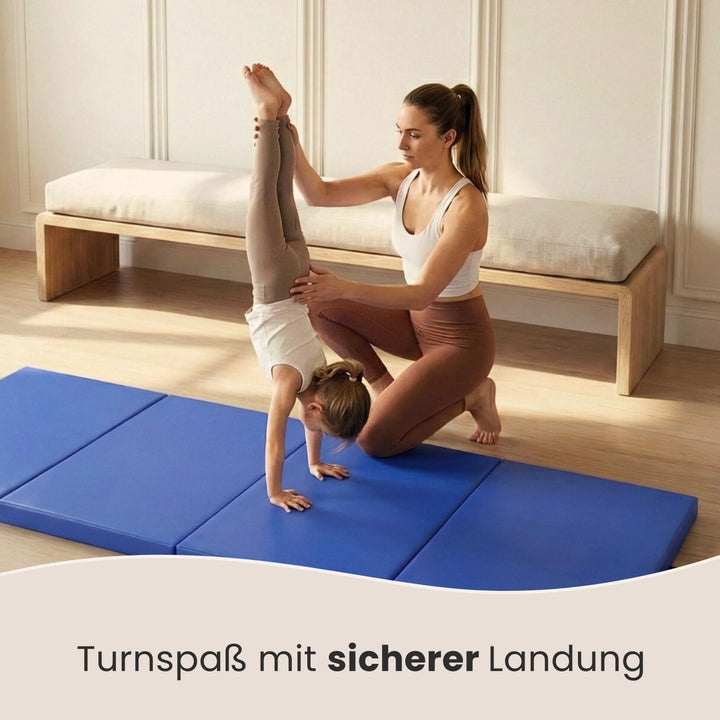 eyepower klappbare Turnmatte für Zuhause 180x60x5 cm - dicke Gymnastikmatte - Weichbodenmatte faltba