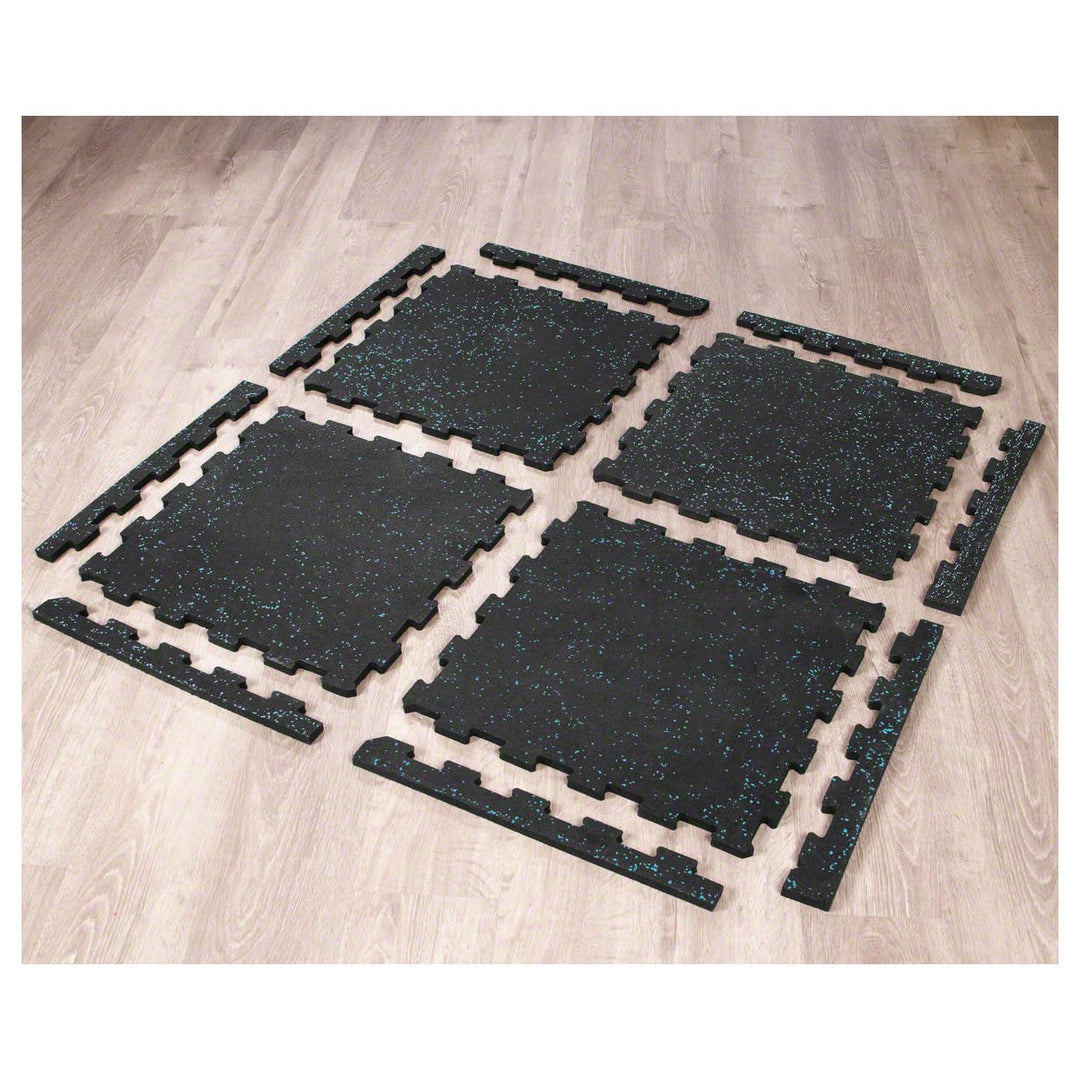 Sport-Tec Bodenschutzmatte, 4 Matten je 50x50 cm, Puzzlematte, Puzzle-Boden Blau/Schwarz, Blau/Schwa