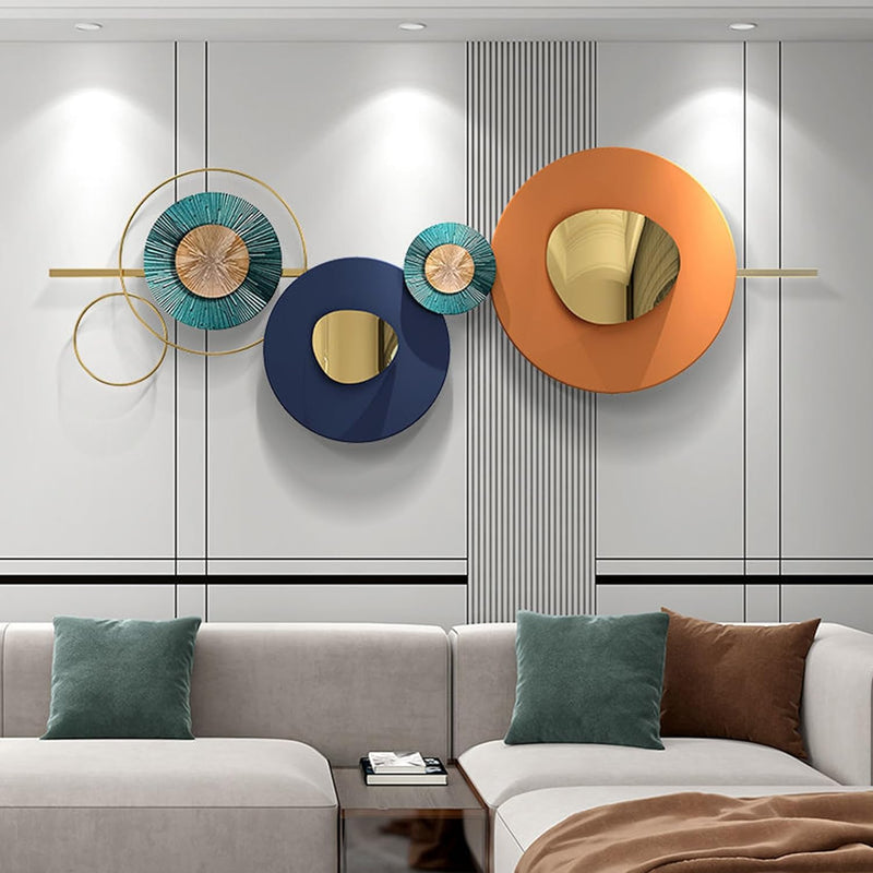 GERHWASH Wanddeko Metall - Wandbild Metall - Wandschmuck - Modernes Kreative Geometrische Rund Metal
