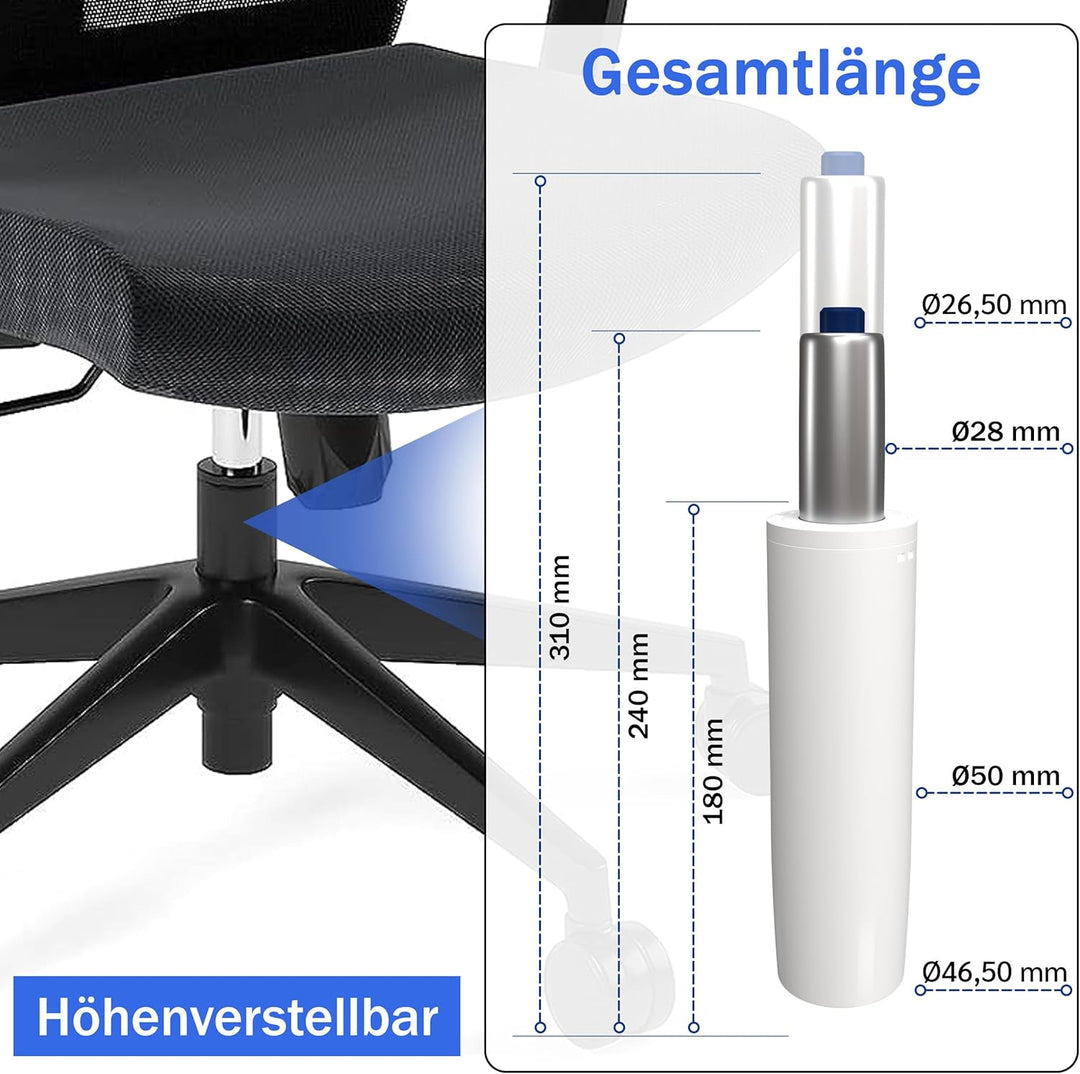 Gasdruckfeder Bürostuhl Gasdruckdämpfer belastbar bis 200kg - Druckfeder Gasfeder Gaslift für Bürost