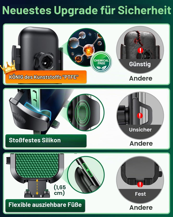 VANMASS Handy Halterung Auto 2024 Neuste Farbe Armeegrün 4 in 1 Handyhalter für Auto Saugnapf &amp; Lüft