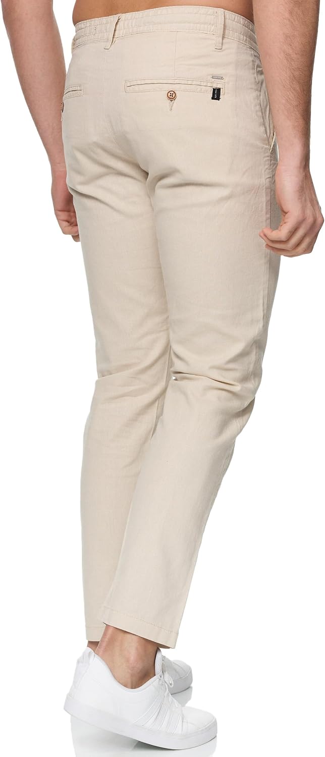 Indicode Herren Venedig Stoffhose aus Leinen &amp; Baumwolle | Leinenhose Freizeithose Männer XL Fog, XL