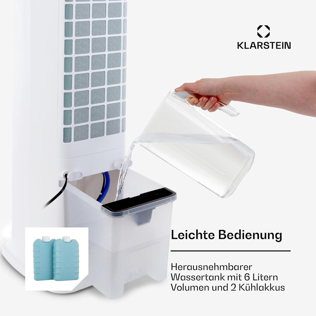 Klarstein Klimaanlage ohne Abluftschlauch, 5-in-1 Klimagerät mit Nachtmodus, Leiser Ventilator & Luf