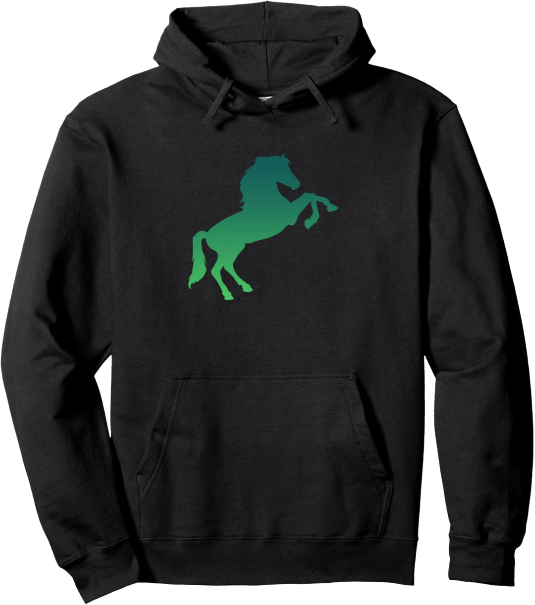 Grüne Sprungpferd-Grafik für Reiter Pullover Hoodie