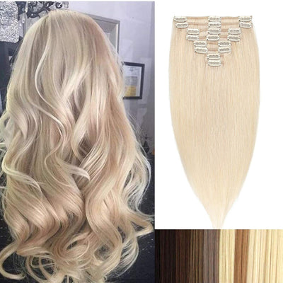 Real Remy Echthaar Extensions Clip In Extensions Echthaar Haarverlängerung 8pcs 18clips 75g-25cm (#7