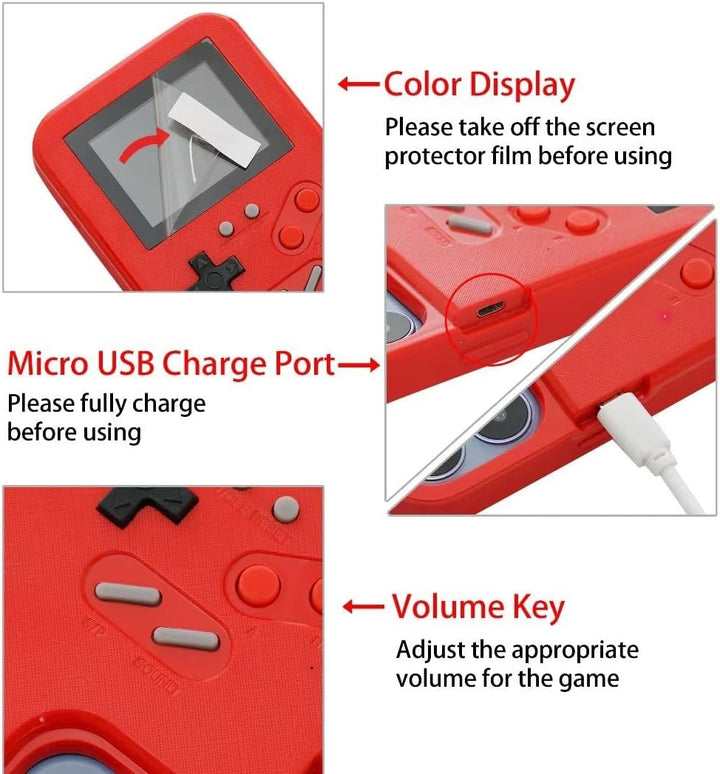 WeLohas Gameboy-Hülle für iPhone 6/6s/7/8, Retro 168 Klassische Handheld-Spiele, Farb-Video-Display-
