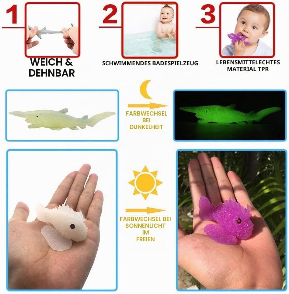 18 Packungen Badespielzeug-Set aus Gummi, Meerestier,weiche schwimmende Badespielzeuge, lebensechter