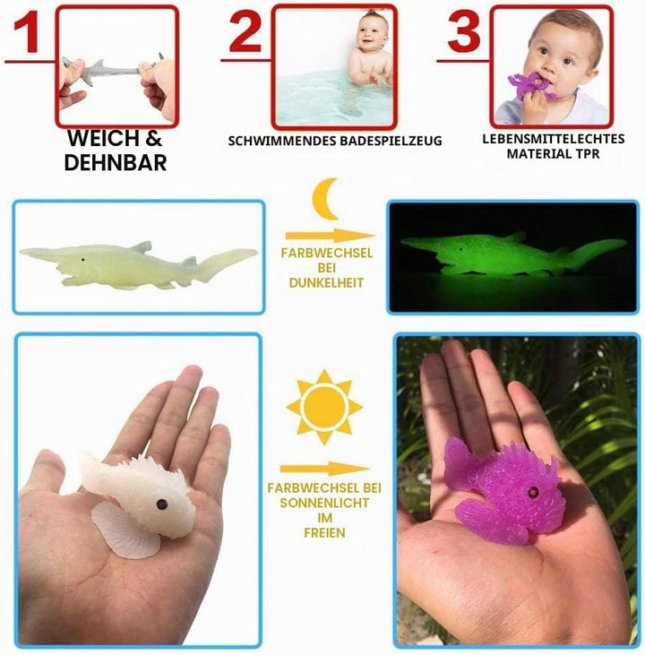 18 Packungen Badespielzeug-Set aus Gummi, Meerestier,weiche schwimmende Badespielzeuge, lebensechter