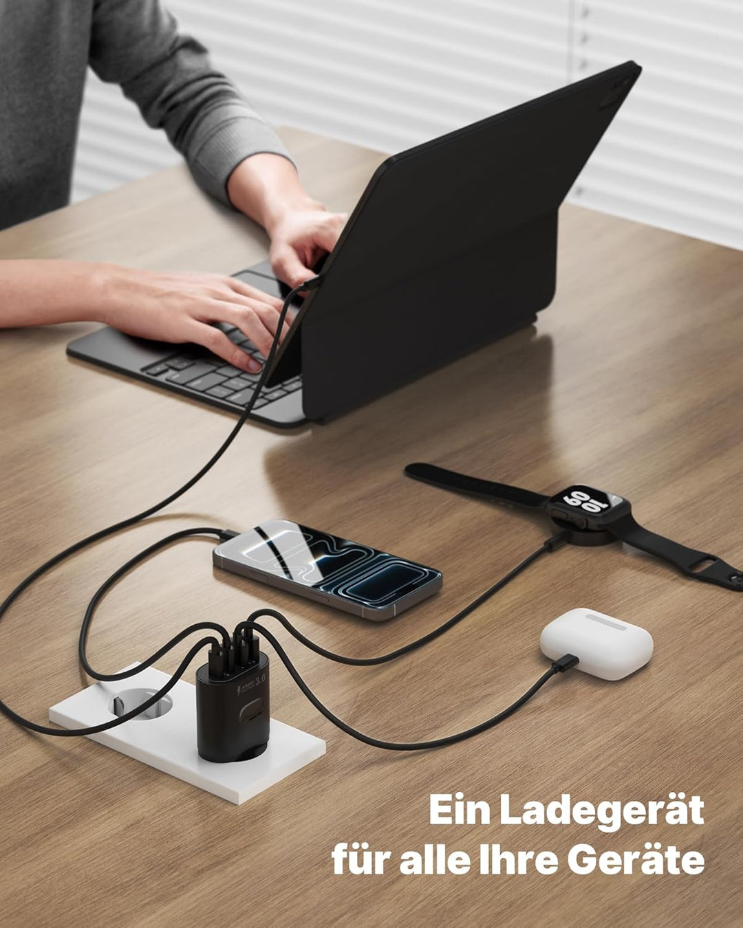 2-Pack USB C Stecker, 4-Ports USB Ladegerät Mehrfach Netzteil Mehrfachstecker 60W Power Adapter PD 3