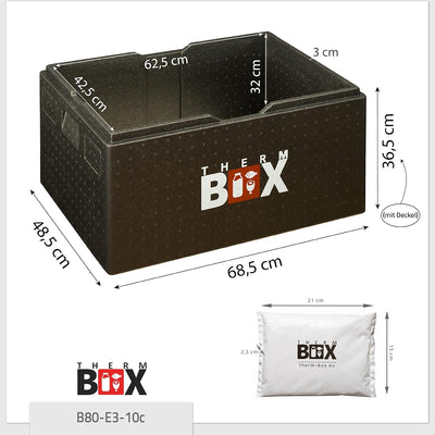 THERM BOX Styroporbox Profi gross mit Kühlakku für Kühlbox Transportbox Thermobehälter Wiederverwend