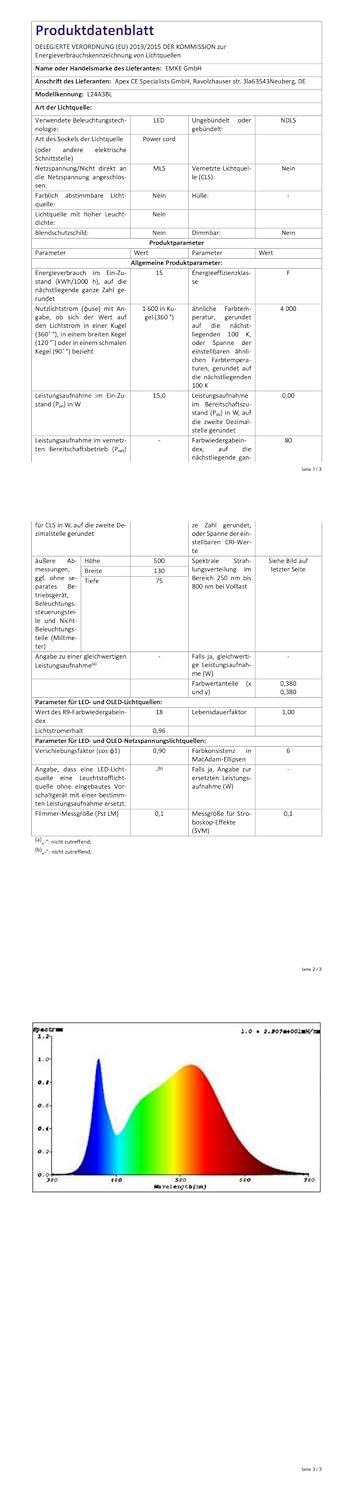 EMKE led Spiegelleuchte 50cm 3 Licht Spiegellampen 15W 975LM Spiegelleuchte bad, Warmweiss 4000K wan