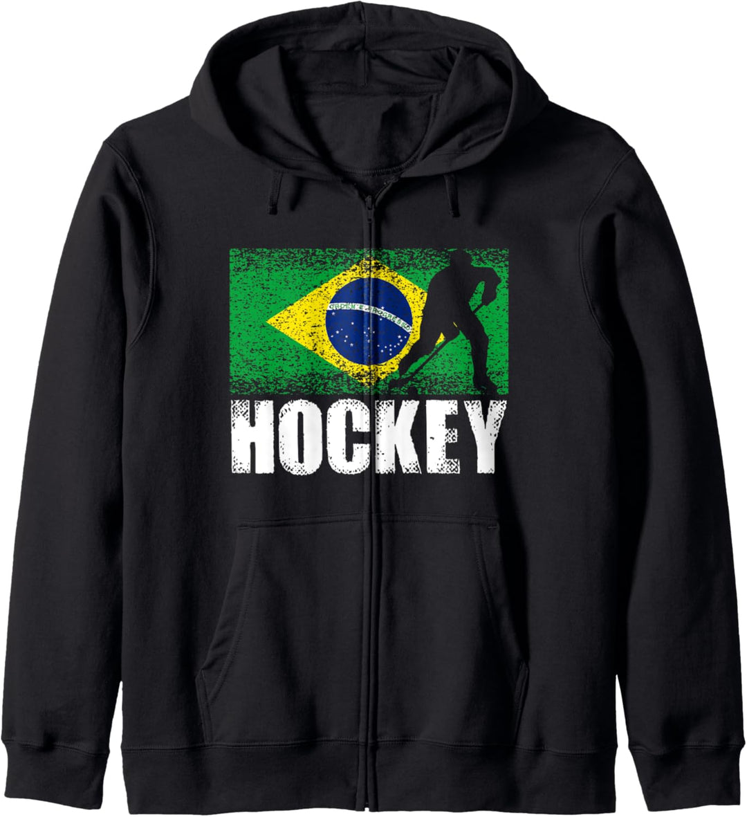 Hockey Sport, Retro Brasilien Flagge, brasilianische Kapuzenjacke