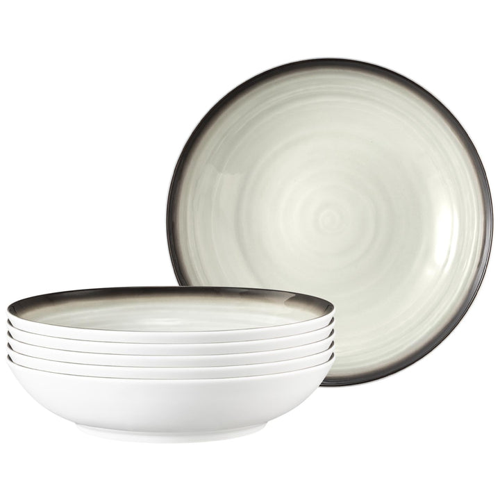 Seltmann Weiden Terra Suppenteller 6er Set, 21 cm, Tiefe Essteller mit spiralförmigem Relief, Spülma