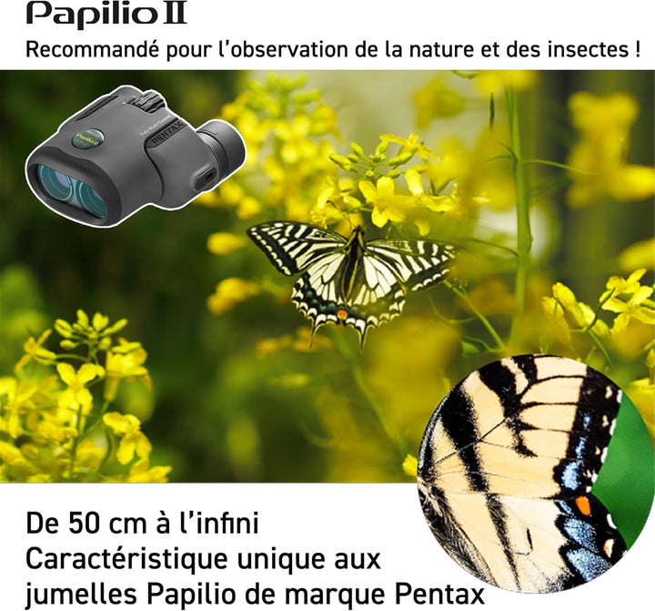 PENTAX Papilio II 6,5x21 Kompaktes Fernglas zur Vogelbeobachtung, für Reisen, Sport und Theater 50-c
