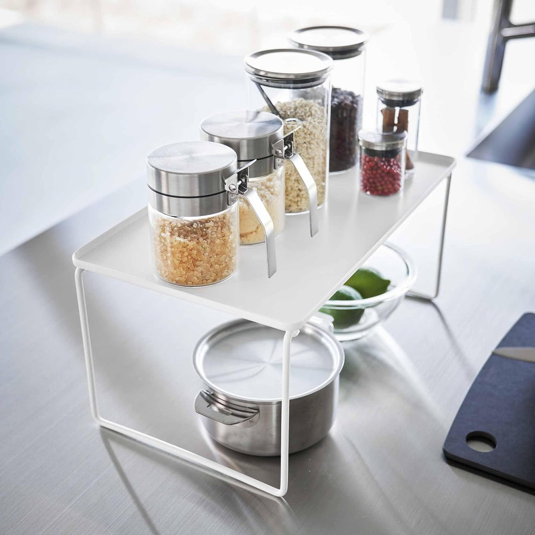 Yamazaki 1367 Tower Stapelbares Klappregal M, weiss, Stahl, minimalistisch, 24 x 40,9 x 19 cm (L x B
