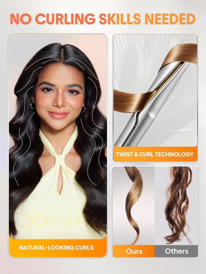 SHEGLAM Sleek Chic Twist Kiss Glätteisen – 2-in-1 Stylinggerät (Glätten & Locken), 1-Zoll-Barrel, 60