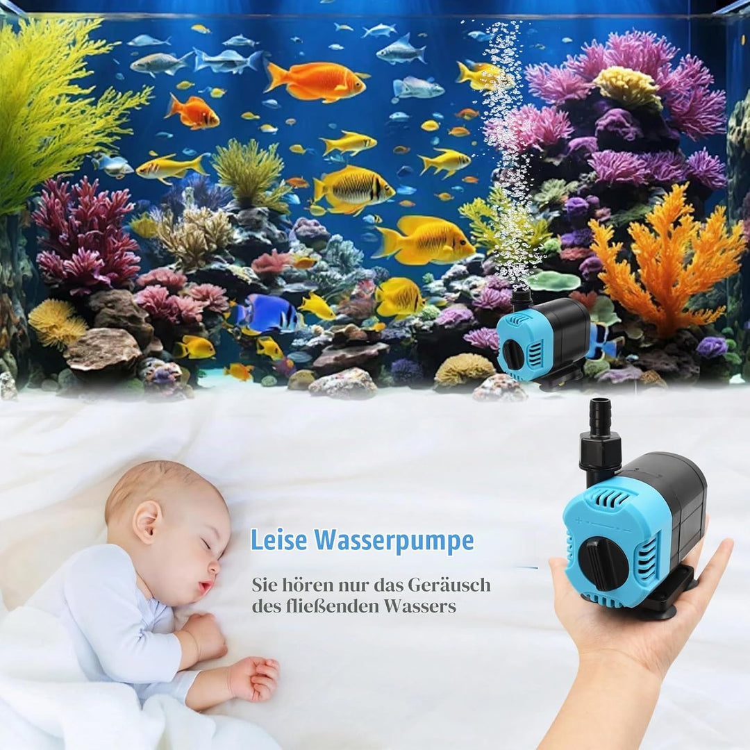 Tauchwasserpumpe 1200l/H 15W,AolKee Ultra Ruhige Wasserbrunnen Pumpe, Wasserdichte Bewertung IPX8 ve