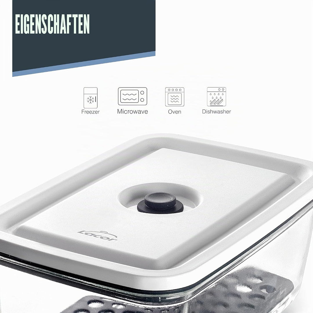LACOR - 69689 - luftdichter Lebensmittelbehälter, 1,5 Liter, smart, Borosilikatglas, spezielles Vaku