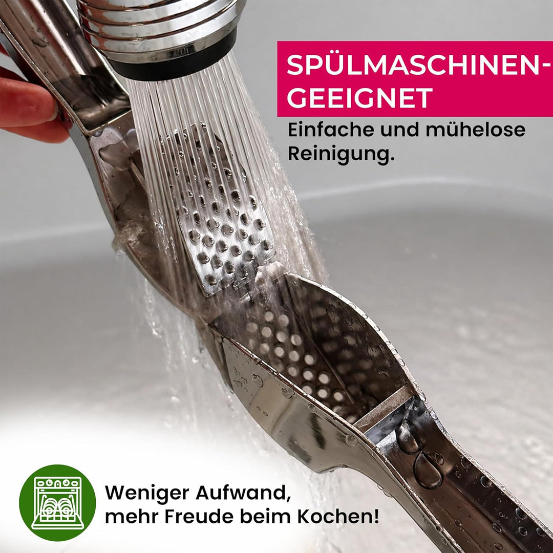 Knoblauchpresse Profi - Knoblauchschneider & Knoblauchschäler - Garlic Press - Spülmaschinenfest - K