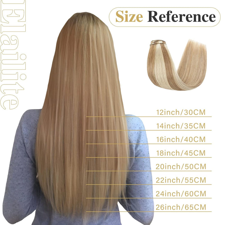 Elailite Extensions Echthaar Clip in 8 Tressen Voller Kopf 