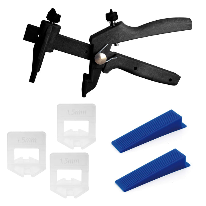 Lantelme Starter Kit Set mit 100 Stück Fliesennivelliersystem Zuglaschen für 1,5mm Fugenbreite und 5