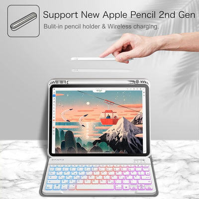 Fintie Tastatur Hülle für iPad Pro 11 Zoll 2022 / iPad Pro 11 2021/2020/ 2018 - Soft TPU Rückseite G