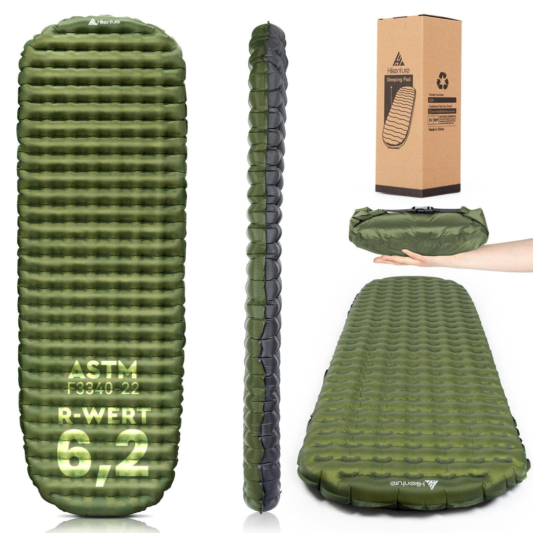 HIKENTURE Isomatte Camping R-Wert 6,2, 8CM Dicke Aufblasbare Isomatte Ultraleicht, Warme Schlafmatte