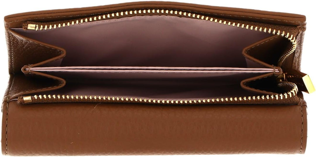 Coccinelle Leder Geldbörse Ida Flap Wallet Nocciola Hellbraun, Nocciola