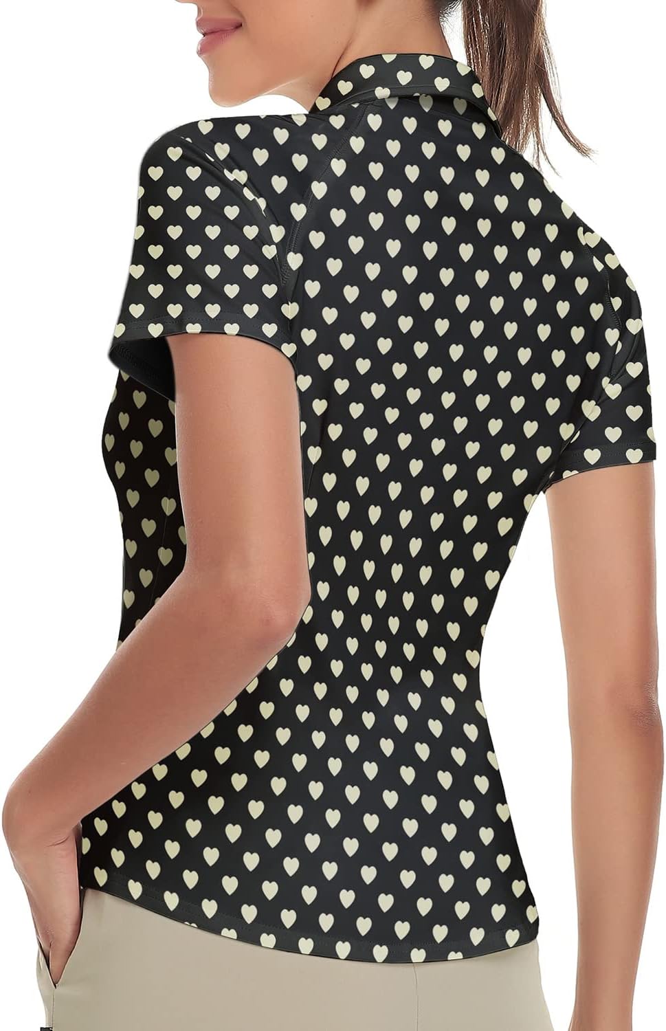 Soneven Poloshirt für Damen Kurzarm Sportshirt mit 1/4 Reissverschluss Sport Tshirts Schnelltrocknen