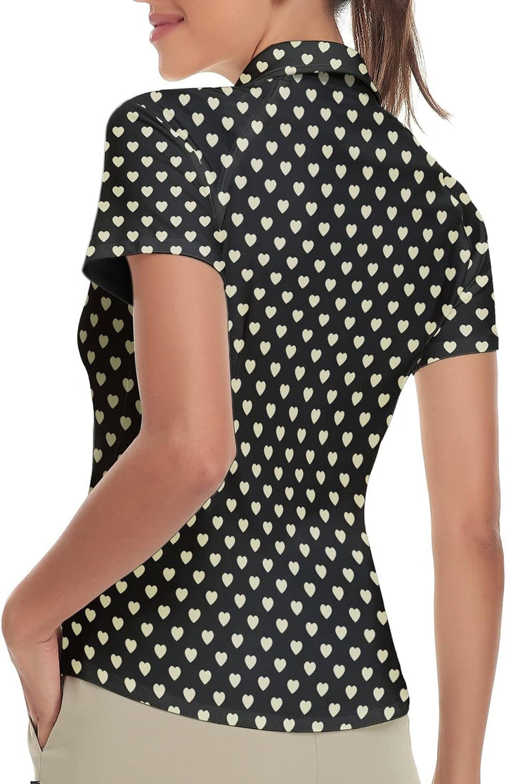 Soneven Poloshirt für Damen Kurzarm Sportshirt mit 1/4 Reissverschluss Sport Tshirts Schnelltrocknen