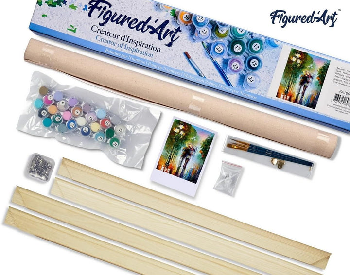 Figured'Art Malen Nach Zahlen Erwachsene Mit Rahmen Romantischer Regen - Paint by Numbers Basteln DI