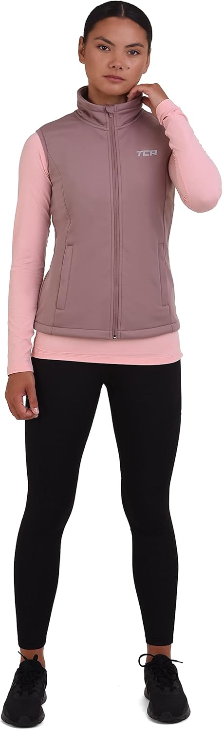 TCA Damen Flyweight Winddichte Lauf- und Fahrradweste mit Reissverschlusstaschen XS Braun, XS Braun