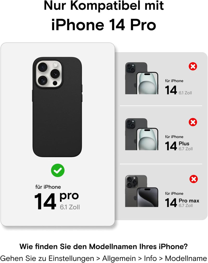 MOFT Magnetische Hülle für iPhone 14 Pro Kompatibel mit MagSafe, MOVAS Vegane Lederhülle, Weiches Be