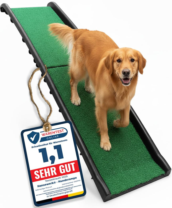 Hunderampe Autorampe - rutschfest mit Kunstrasen, klappbar Hund Rampe Hundetreppe Hundeautorampe Kof