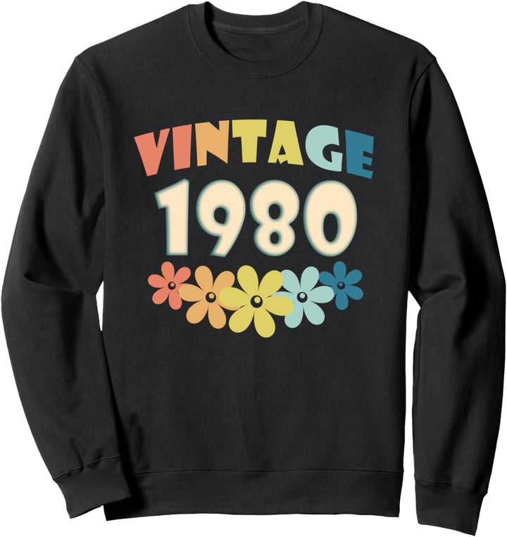 1980 Vintage Blumen 42. Geburtstag Geburtstagsgeschenk Sweatshirt