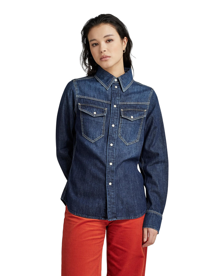 G-Star Raw Damen Slim Denim Wmn Shirts XXS Blau (Worn in Deep Sea D23682-d252-g133), XXS Blau (Worn