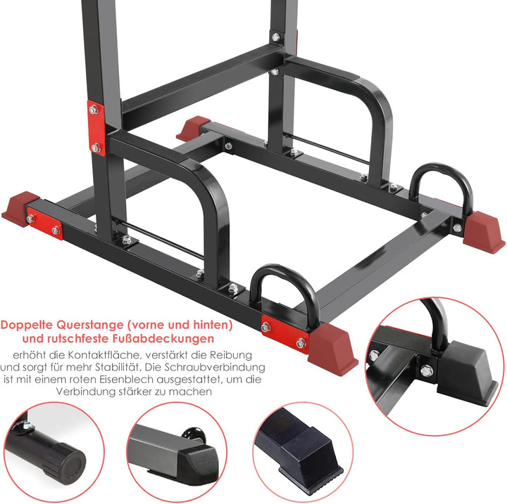 Power Tower Dip Station Klimmzugstange für Heim-Fitness-Studio Krafttraining Workout-Ausrüstung, höh