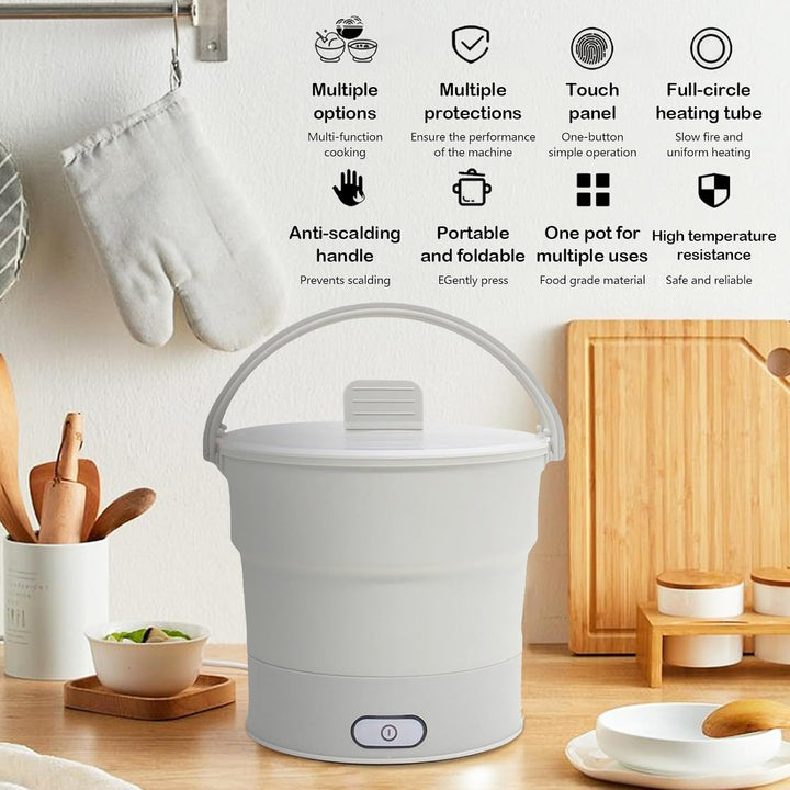 Elektrischer Hot Pot Faltbar, Faltbarer Elektrischer Reisekocher 1L 700W Multifunktionaler Elektrisc