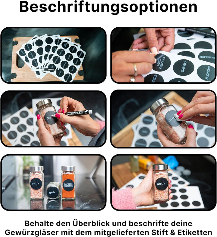 Deco haus® Gewürzregal Stehend & Wand [MIT GEWÜRZDOSEN & ETIKETTEN] - Spices Gewürz Organizer - Spic