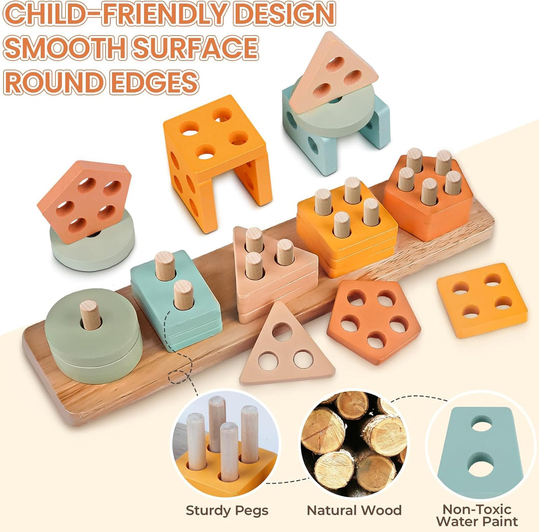 Rmischolar Montessori-Spielzeug für Babys, Musikspielzeug aus Holz, Sensorisches Beissspielzeug für