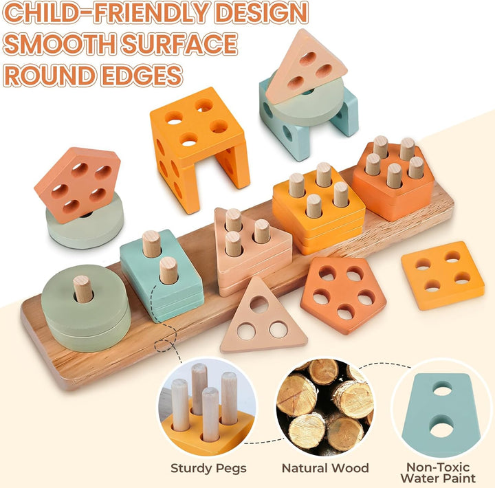 Rmischolar Montessori-Spielzeug für Babys, Musikspielzeug aus Holz, Sensorisches Beissspielzeug für