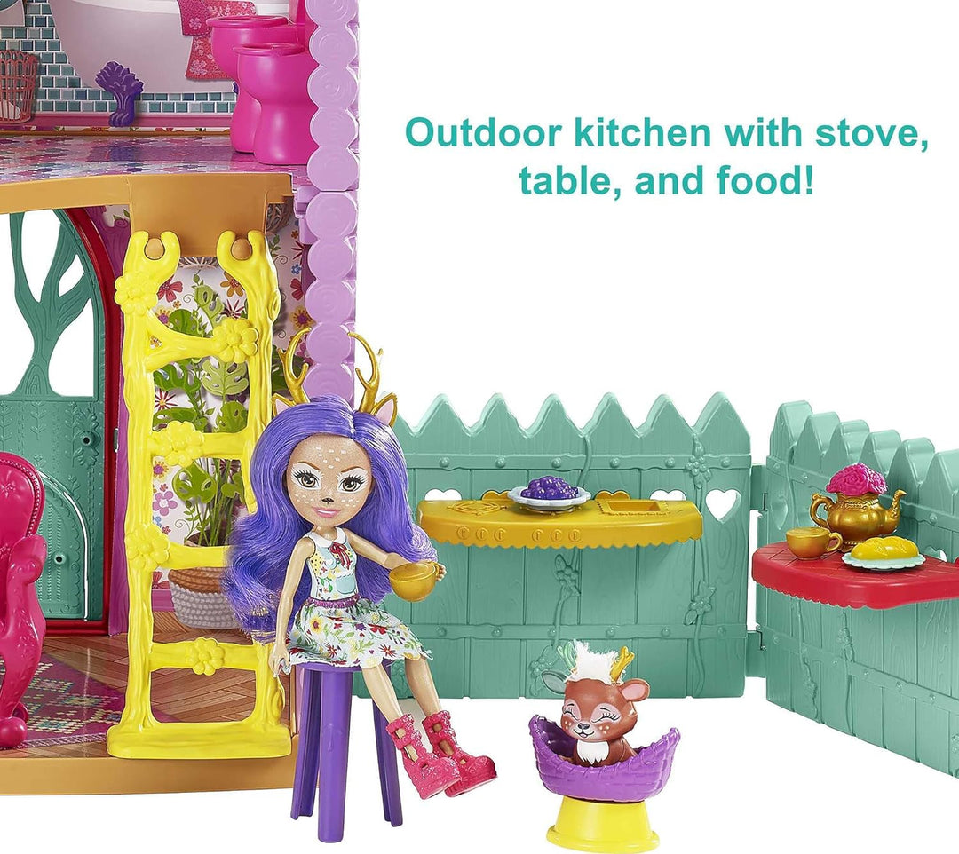 Enchantimals HFC41 - Reh-Haus Spielset, ca. 53 cm gross, mit Rehmädchen Danessa Deer und Tierfigur,