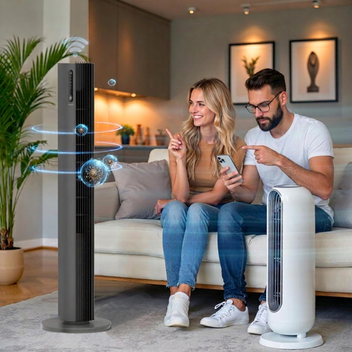 Turmventilator 110 cm PURE Plasma Ionisierung WiFi Tuya Smart Life, Energiesparender 30W DC-Motor, 1