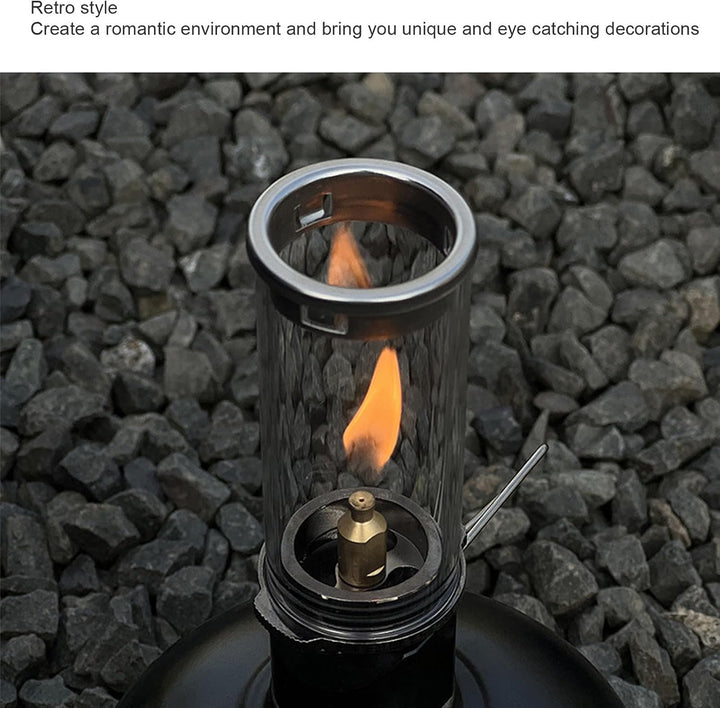 SIXRUN Tragbare Camping-Gaslaterne aus Aluminiumlegierung, Leichte Vintage-Kerzenlampe für Rucksackr