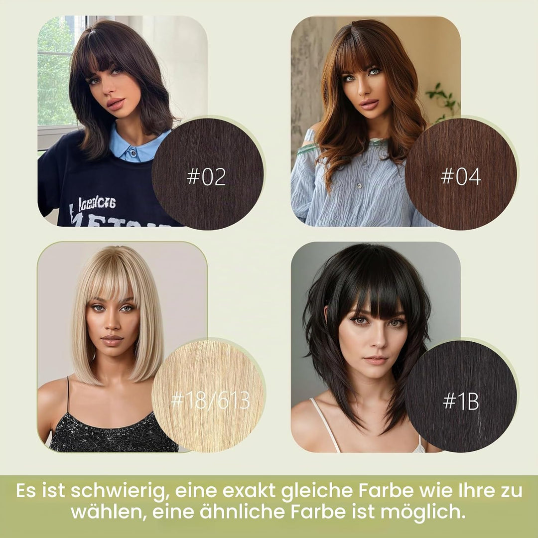 S-noilite Topper für Frauen Echthaar mit Pony 150% Dichte Toupet Haarteil Echthaar Damen Haarverdich